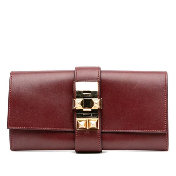 Pre Loved hermes Leather Wallet Women Red Clutches - Picture 1 of 8